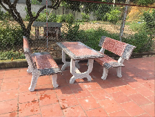 Bàn ghế đá thẳng 2 ghế
